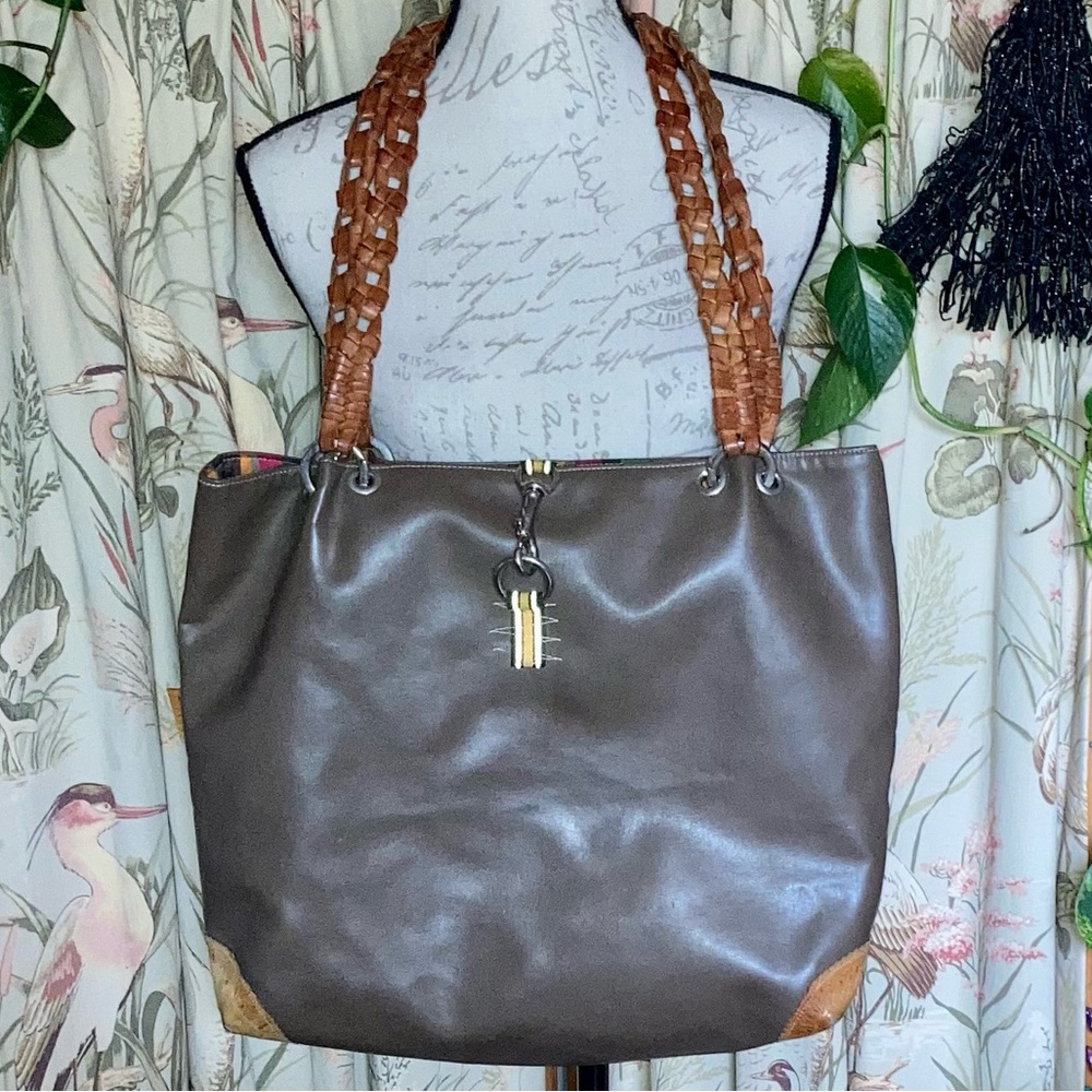 Designer Furst Leather Braided Handle Clasp Closure Tote Bag Purse OOAK - Picture 2 of 16